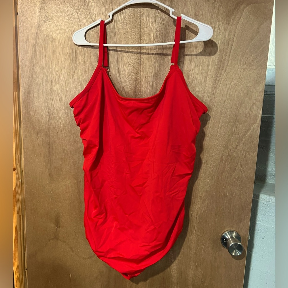 Red Lace Up Swimsuit
